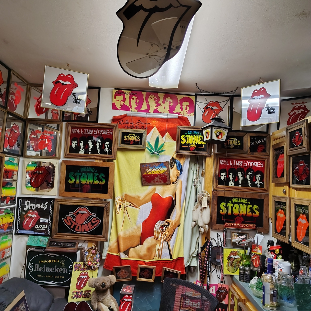 The Rolling Stones Vibrant Wall Art with Red and Black Highlights